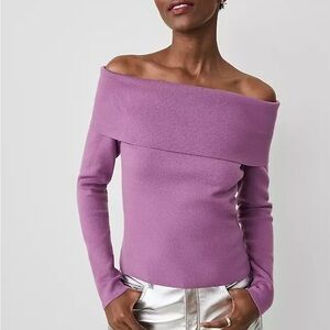 Ann Taylor Purple Off-the-Shoulder Sweater